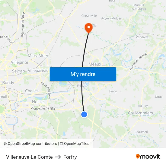 Villeneuve-Le-Comte to Forfry map