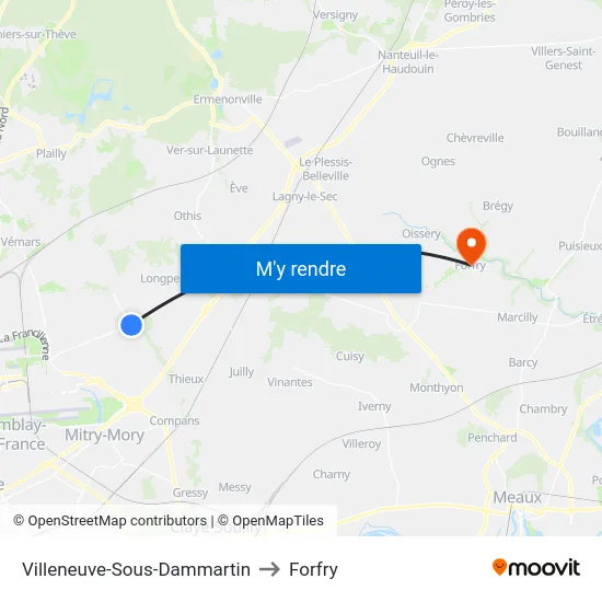 Villeneuve-Sous-Dammartin to Forfry map