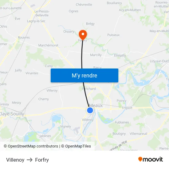 Villenoy to Forfry map