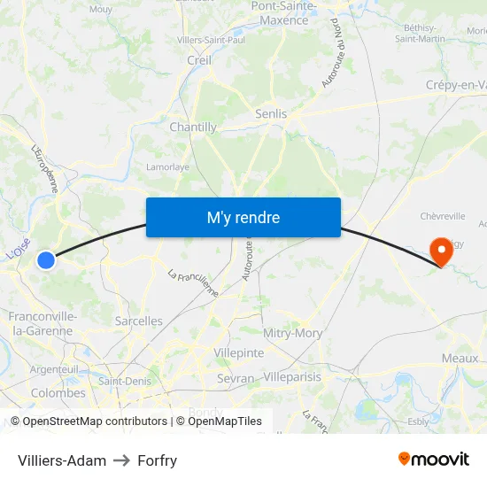 Villiers-Adam to Forfry map