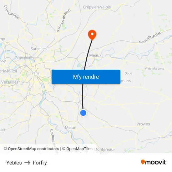 Yebles to Forfry map