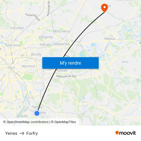 Yerres to Forfry map