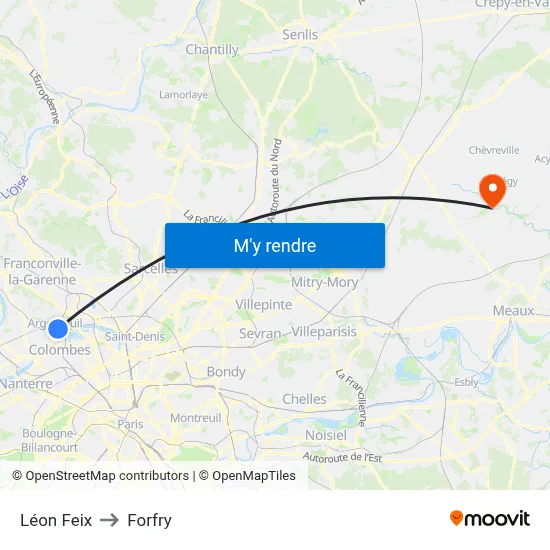 Léon Feix to Forfry map