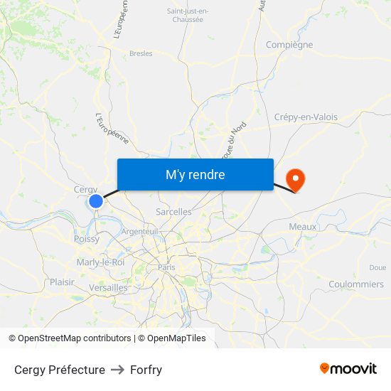 Cergy Préfecture to Forfry map