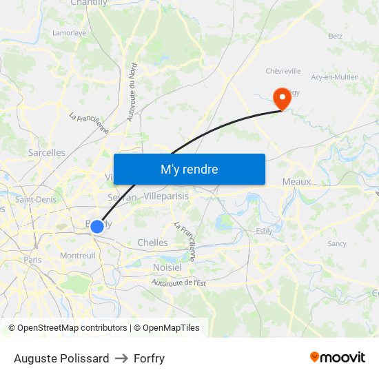 Auguste Polissard to Forfry map