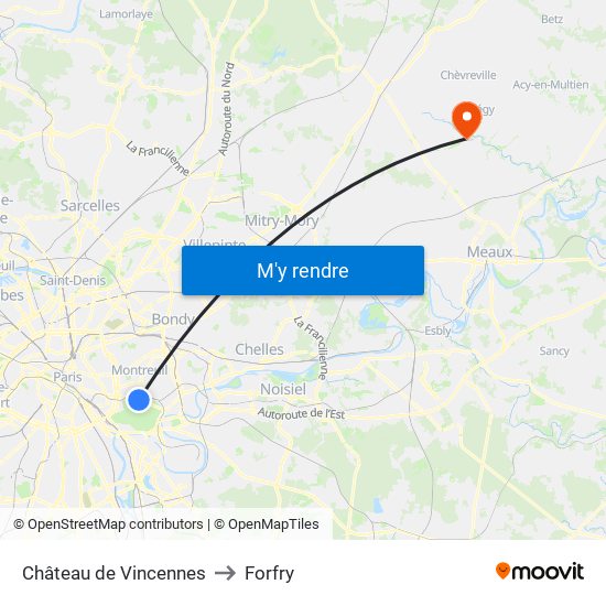 Château de Vincennes to Forfry map