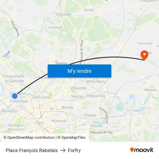 Place François Rabelais to Forfry map