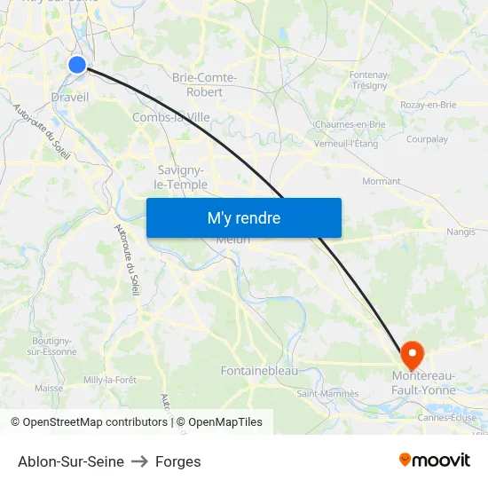 Ablon-Sur-Seine to Forges map