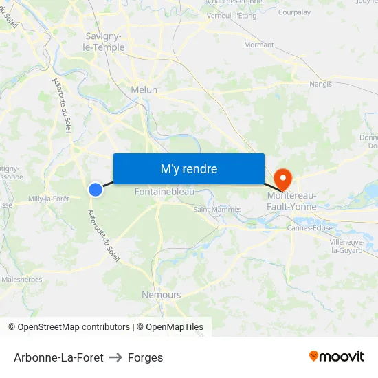Arbonne-La-Foret to Forges map