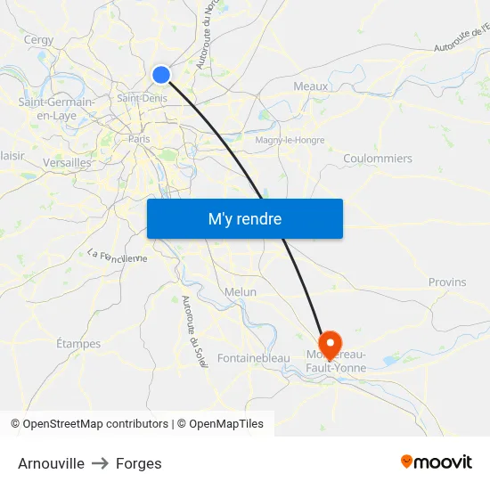 Arnouville to Forges map