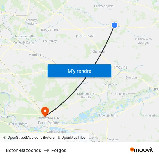 Beton-Bazoches to Forges map