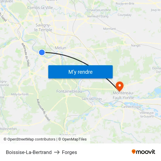 Boissise-La-Bertrand to Forges map