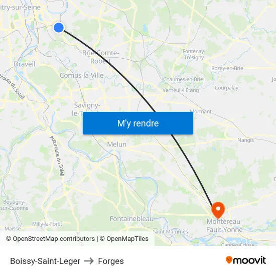 Boissy-Saint-Leger to Forges map