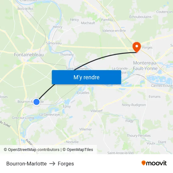 Bourron-Marlotte to Forges map