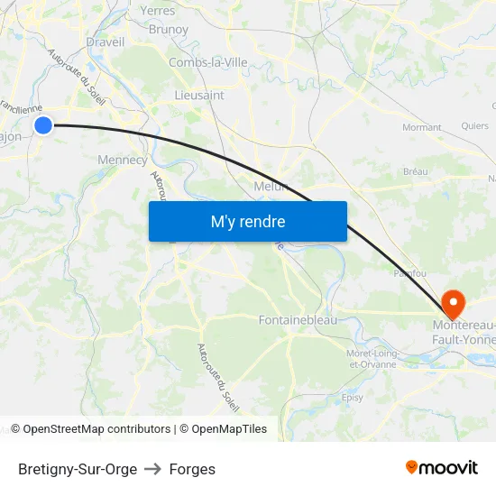 Bretigny-Sur-Orge to Forges map
