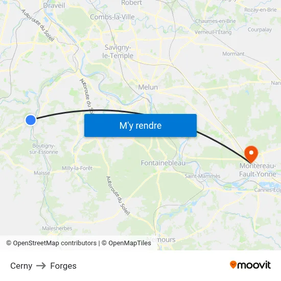 Cerny to Forges map
