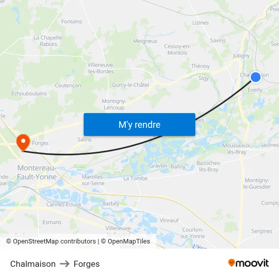 Chalmaison to Forges map