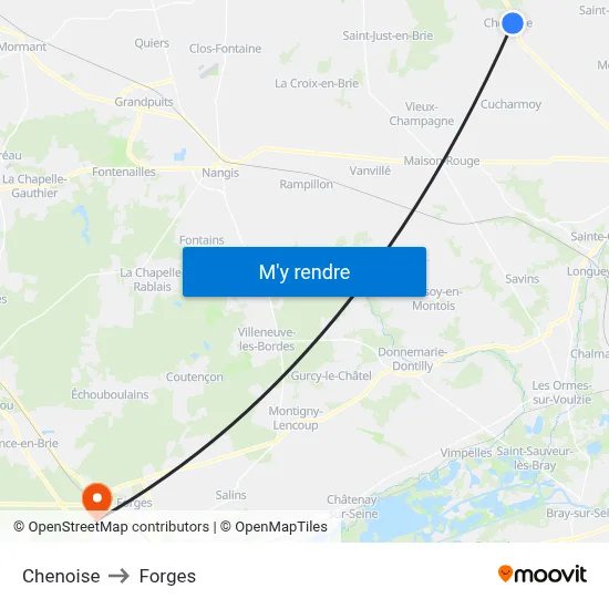 Chenoise to Forges map