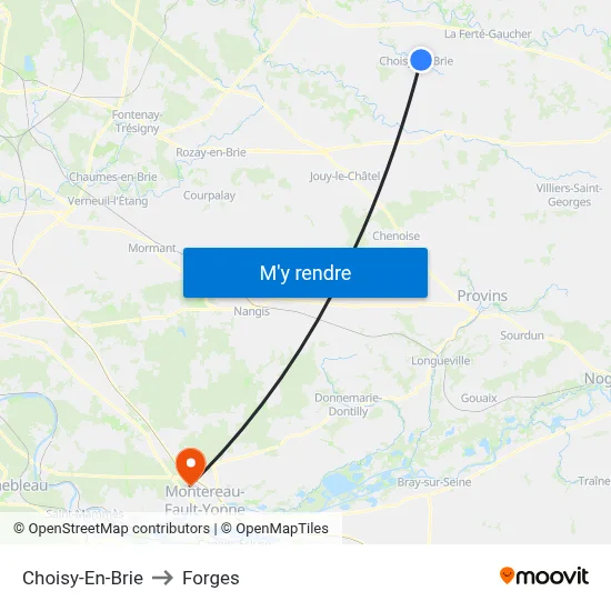 Choisy-En-Brie to Forges map