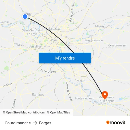 Courdimanche to Forges map
