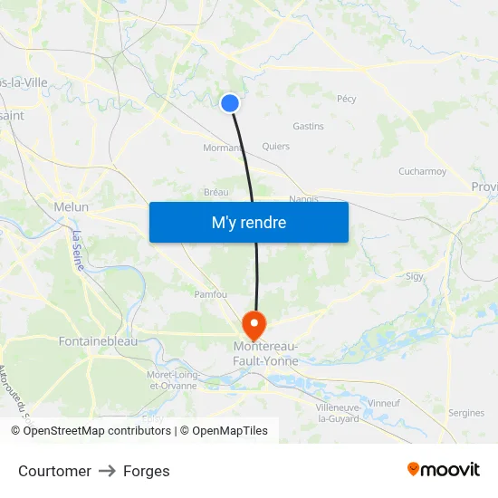 Courtomer to Forges map