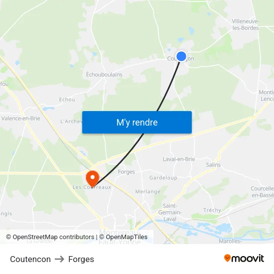 Coutencon to Forges map