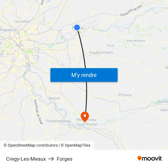 Cregy-Les-Meaux to Forges map