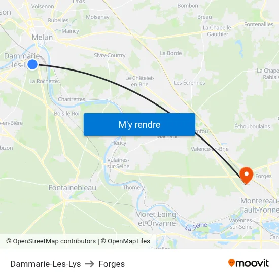 Dammarie-Les-Lys to Forges map