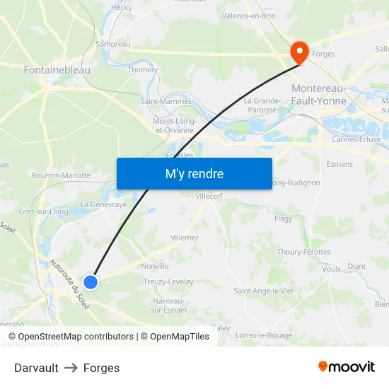 Darvault to Forges map