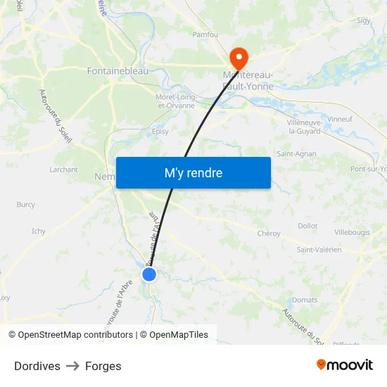 Dordives to Forges map