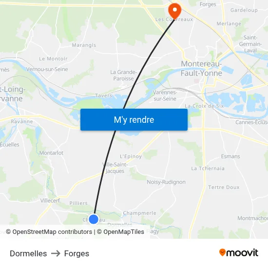 Dormelles to Forges map