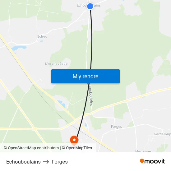 Echouboulains to Forges map