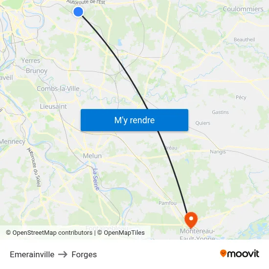 Emerainville to Forges map