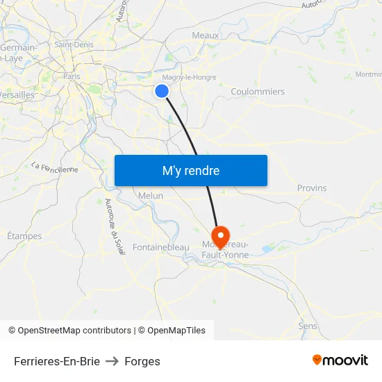 Ferrieres-En-Brie to Forges map