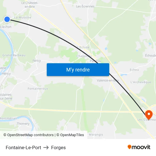 Fontaine-Le-Port to Forges map