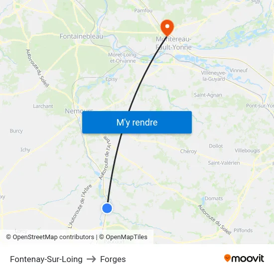 Fontenay-Sur-Loing to Forges map