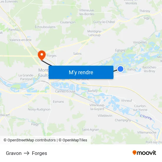 Gravon to Forges map