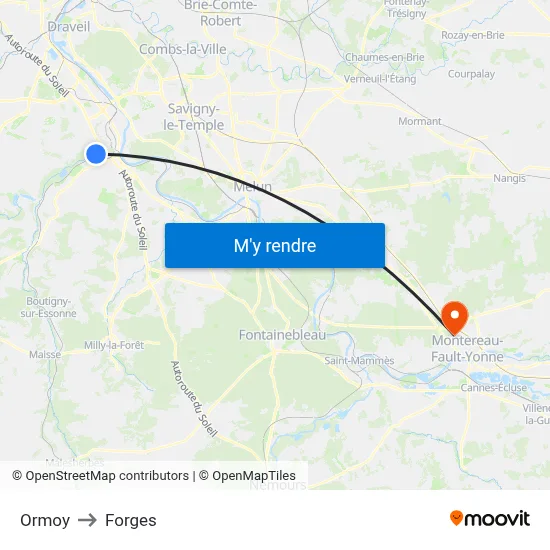 Ormoy to Forges map