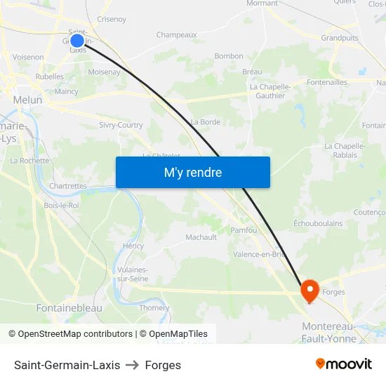 Saint-Germain-Laxis to Forges map