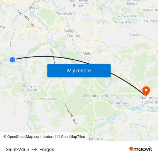 Saint-Vrain to Forges map