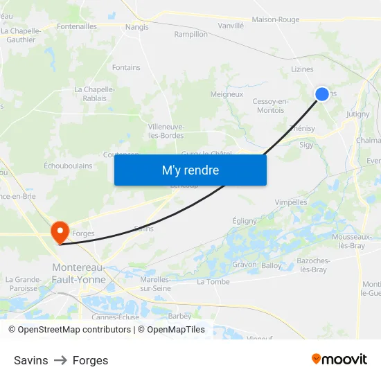 Savins to Forges map