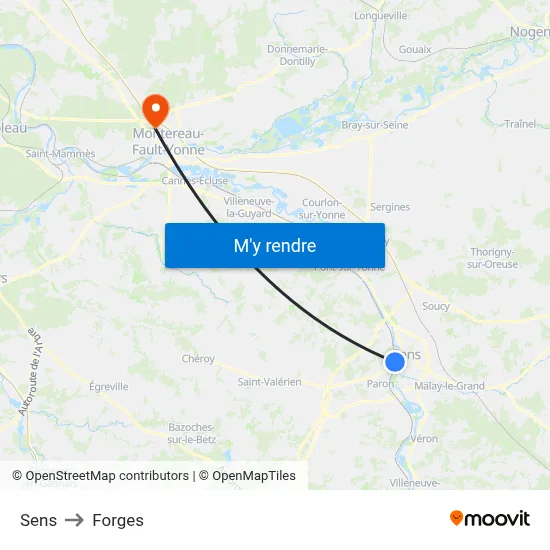 Sens to Forges map