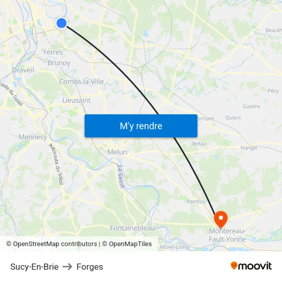 Sucy-En-Brie to Forges map