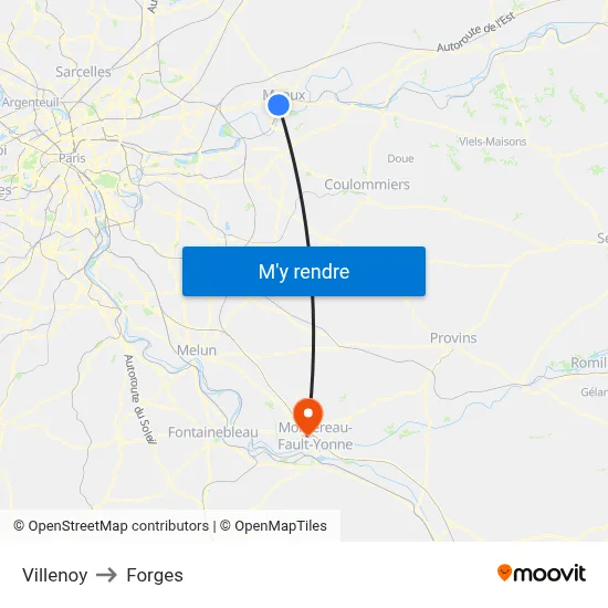 Villenoy to Forges map