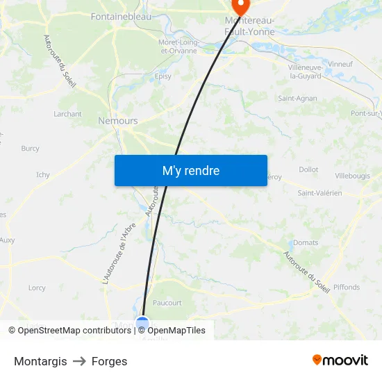 Montargis to Forges map