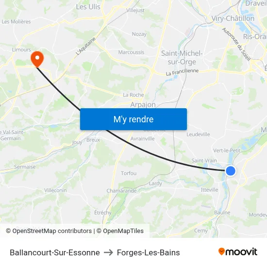 Ballancourt-Sur-Essonne to Forges-Les-Bains map