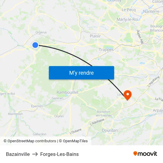 Bazainville to Forges-Les-Bains map