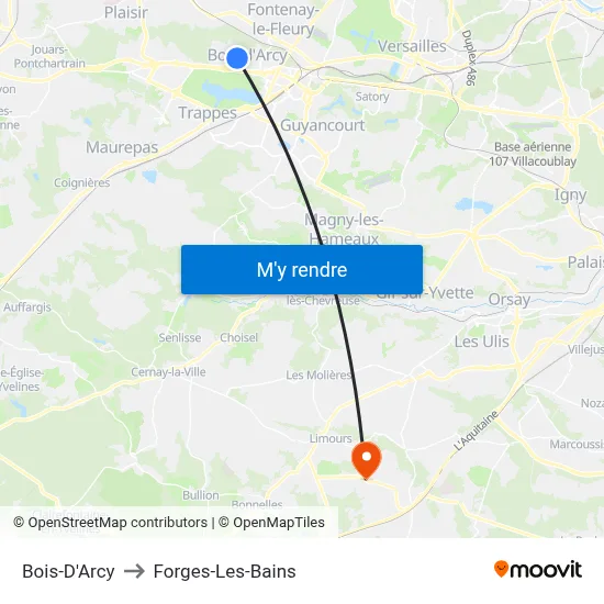 Bois-D'Arcy to Forges-Les-Bains map