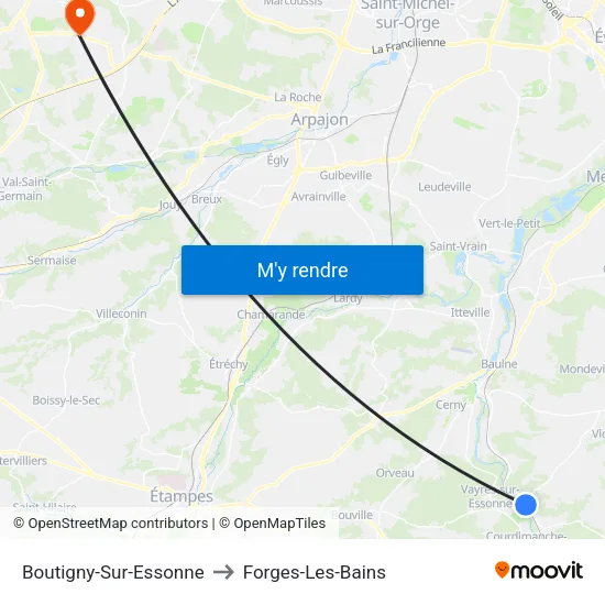 Boutigny-Sur-Essonne to Forges-Les-Bains map
