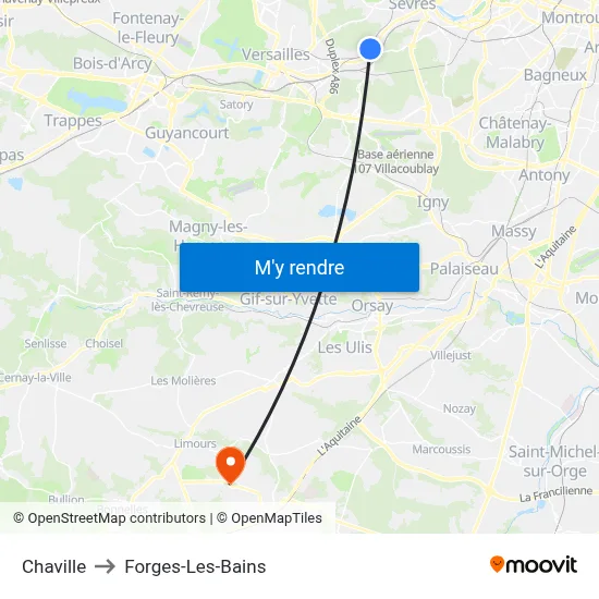 Chaville to Forges-Les-Bains map